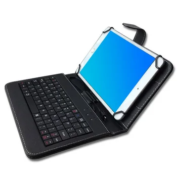 

Besegad Tablet Protective Case PU Leather Cover Skin Shell Protector with Attached Wired Keyboard for Android Tablet 7 8 Inch