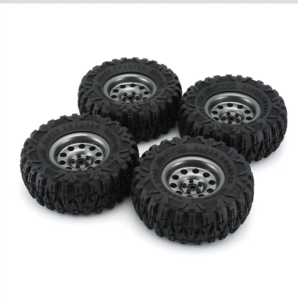 

4PCS Metal Climbing Rock Crawler Wheel Tires 2.2in Tyre Car Set with Wheel Rim Beadlock for 1/10 RC Crawler Car