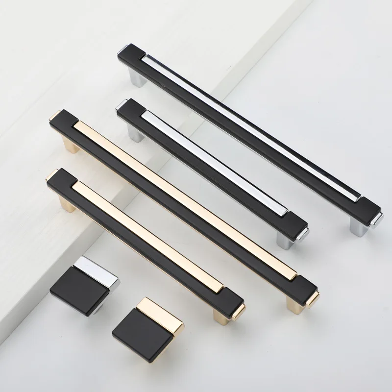 

Modern Wardrobe Handle Nordic Drawer Wine Cabinet Door Handle Black Chrome Square Furniture Handle Hardware