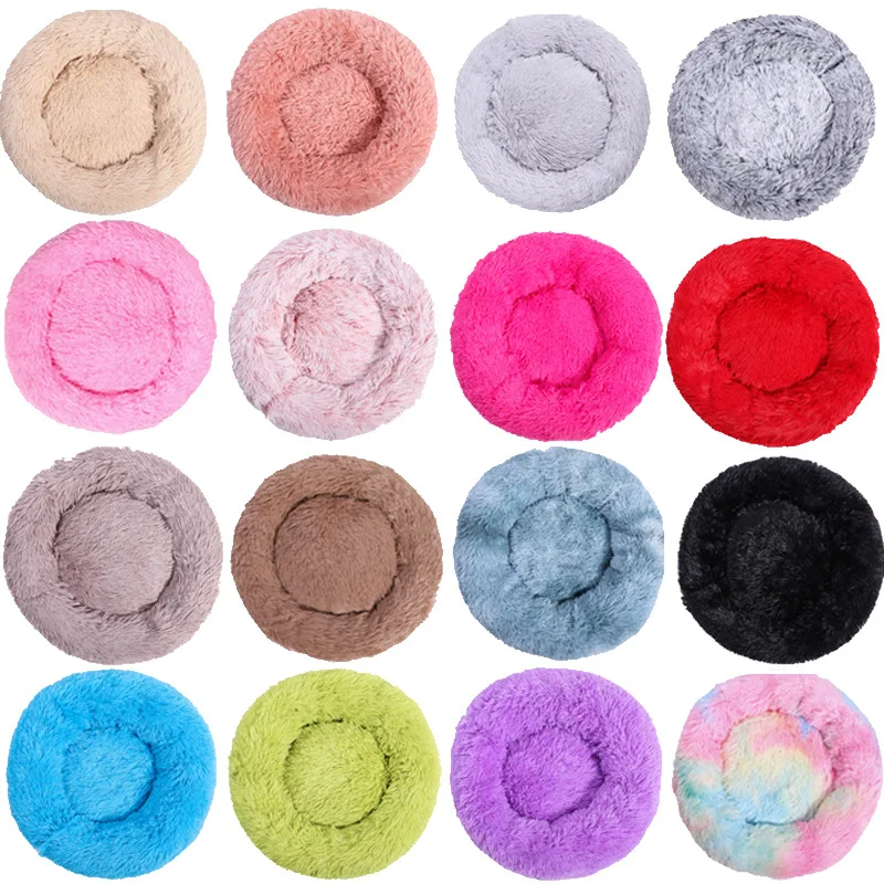 Ronda cama de perro mascotas casa suave y esponjoso de felpa larga Chien sofá de Caseta de perros perro camas para grandes perros medianos pequeños gatos cama perro