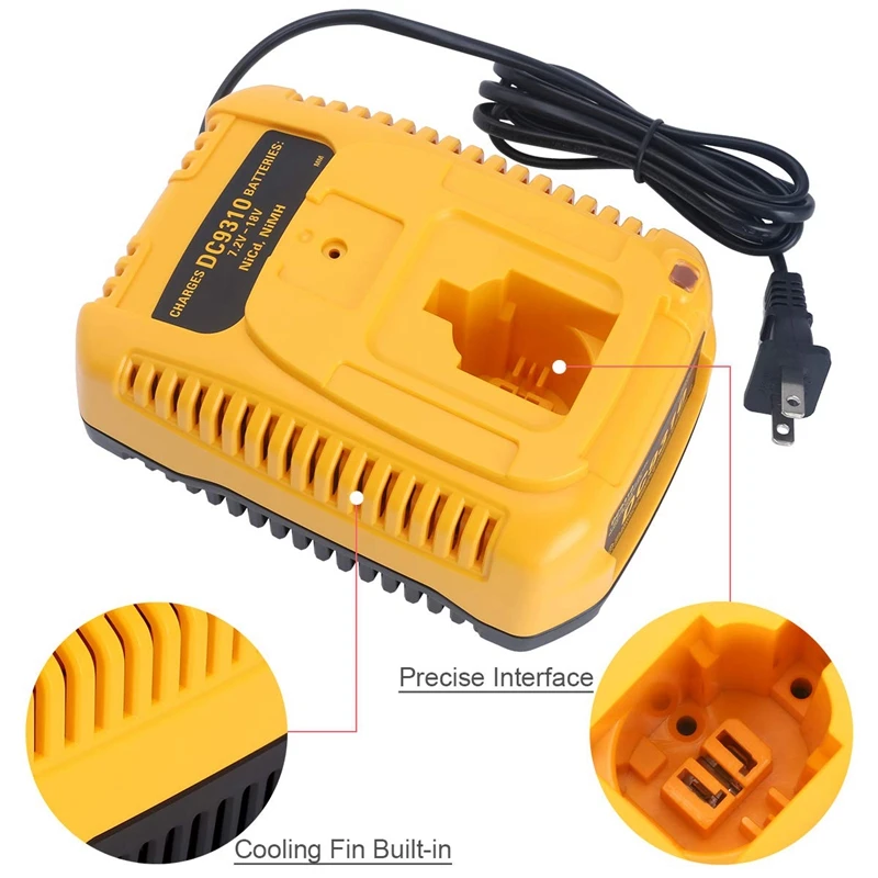 New-Dc9310 быстро Зарядное устройство для Dewalt 7,2 в-18 в хпр никель-металлогидридного и никель-металл-гидридных или никель Батарея Dc9096 Dc9098 Dc9099 Dc9091 Dc9071 De9057 Dw9096 Dw9094 Dw90