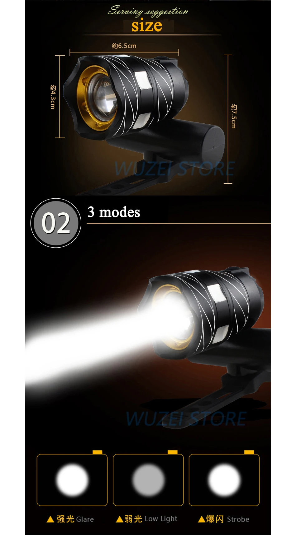 Cheap Bicycle light USB T6 Rechargeable Adjustable cycling Light 3000mA Battery Front Bike Headlight Lamp LED 1