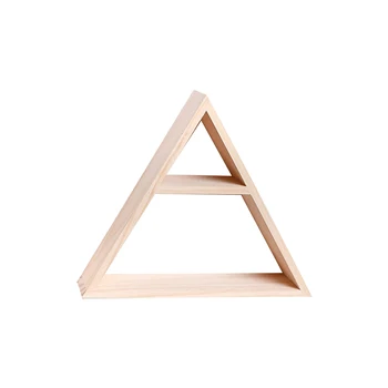 

Home DIY Gift Natural Wood Wall Mounted Shelf Bedroom Storage Rack Sundries Living Room Triangle Shape Ins Style Decoration