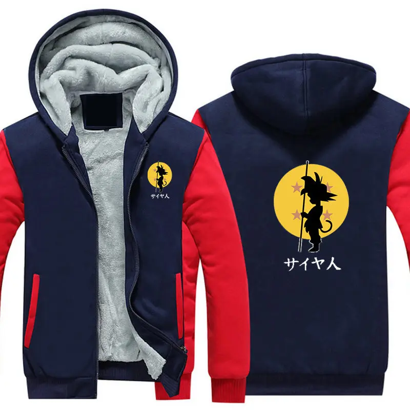 Японское аниме Dragon Ball WuKong, мужские толстовки на молнии, толстовка, пальто, зима, новая плотная Удобная теплая куртка