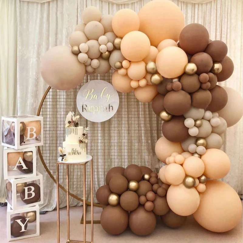 114 Pcs Baloes Garland Brown Mama Para Ser Mais Tarde Balao 5 18 Polegada Cha De Fraldas Feliz Aniversario Duplo Damasco Decoracao Do Ano Novo Baloes E Acessorios Aliexpress
