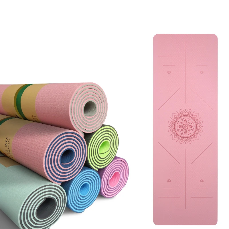 TPE Yoga Mat With Position 6mm Thick Double Layer Non Slip Mat Yoga