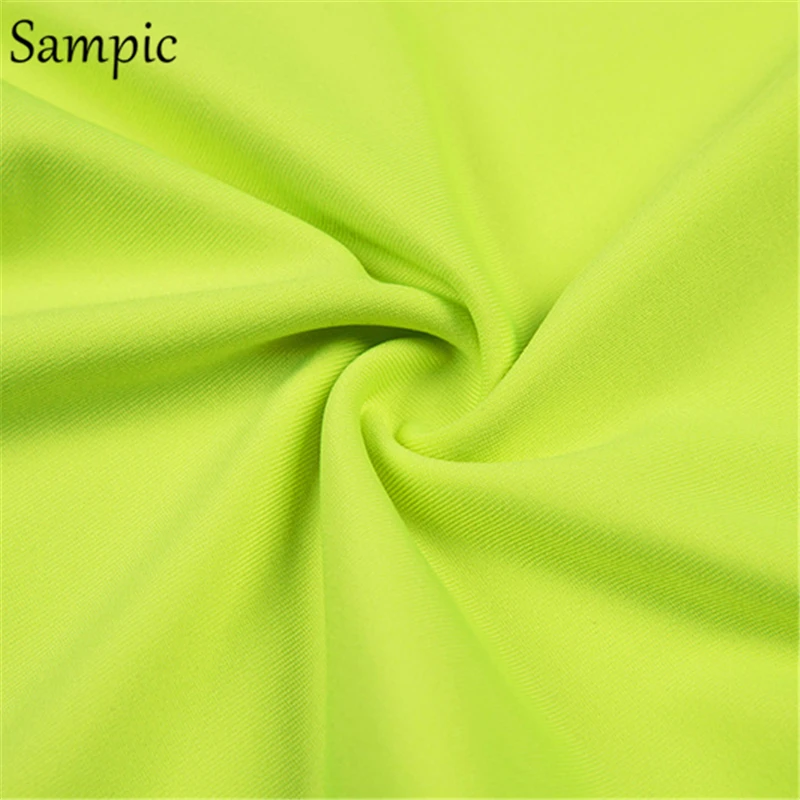 Sampic, женские спортивные штаны, одноцветные, сзади, байкерские шорты, женские, неоновые, зеленые, повседневные, с высокой талией, шорты, лето, Осень