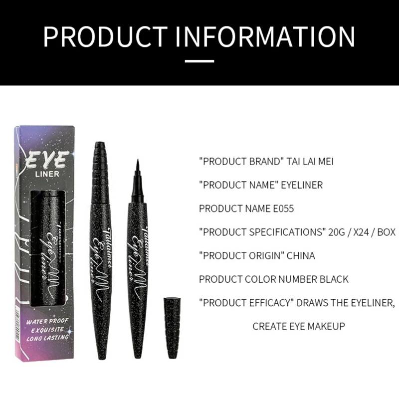 Starry Single-head Eyeliner Pen Sweatproof Waterproof atural Fast Dry Eyeliner Pen Makeup Tools Long-lasting Effect.w