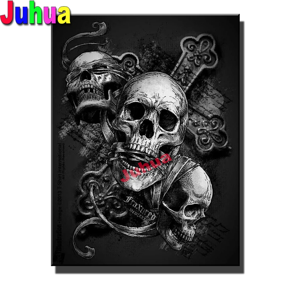 2022 New Diamond Painting Black Skull Man Full Square Round Drill 5D Diy Diamond Embroidery Film Gioco Personaggi Film