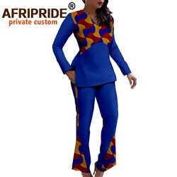 African Traditional Clothes for Women Print Shirts and Ankara Pants 2 Piece Set Dashiki Outfits Bazin Riche Blouse A2126006