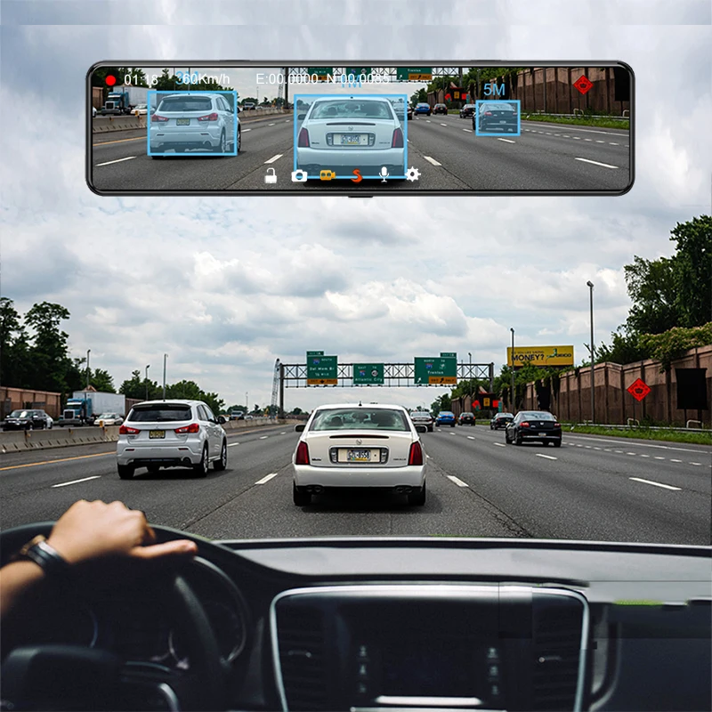 12" Touch Screen 4G ADAS Car Smart Rearview Mirror Video Recorder GPS Navigation DVR 2GB+32GB Dual Camera Android 8.1 Dashcam