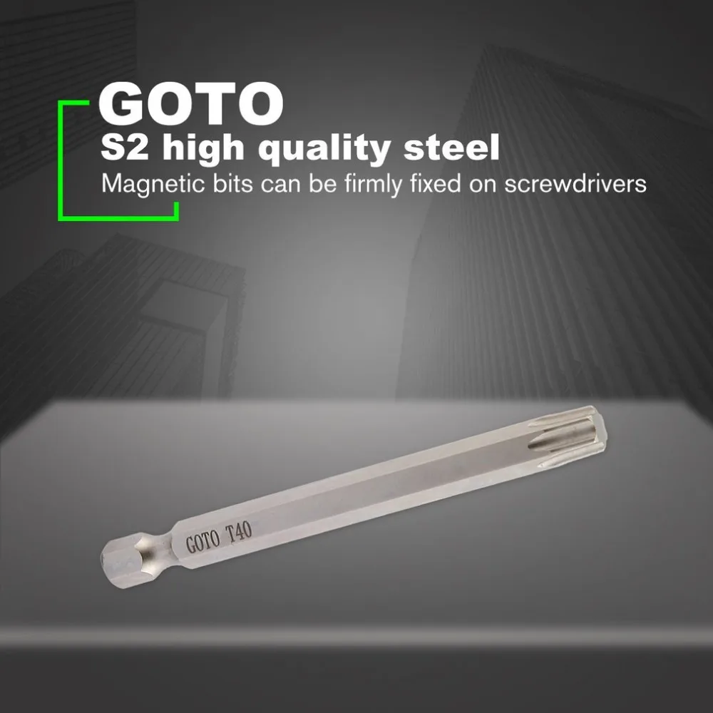 GOTO 5 шт. сплав сталь биты для шуруповерта Torx 75 мм длинные 2,5 магнитные бытовые инструменты для ремонта, отвертка набор сверл инструмент