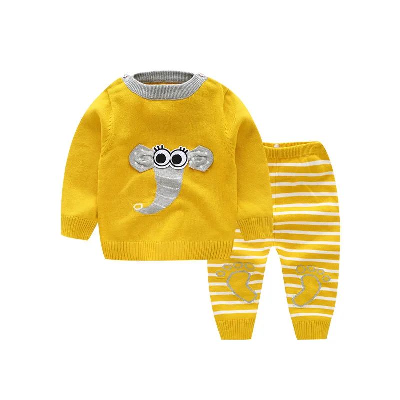 

Infants Elephant Pattern Clothing Sets Infant Boys Girls Cartton Sweater+Pants 2PCS Sets Toddler Knitting Outfits Sets AA52200