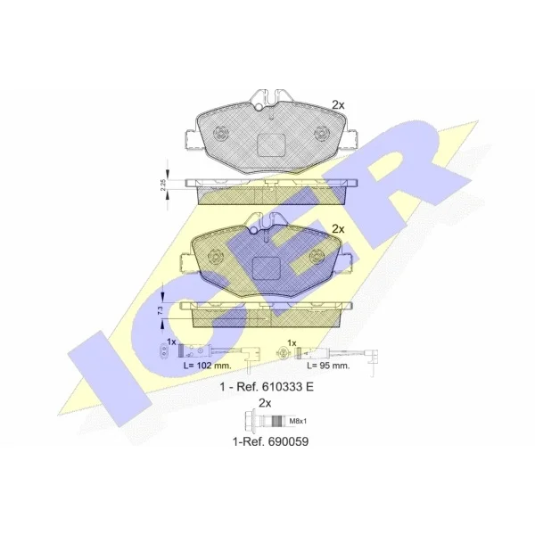 Колодки дисковые передние MB W211 2.0-2.4/2.0CDi/2.7CDi 02 ICER