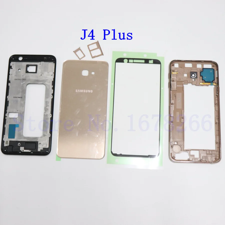 SAMSUNG Galaxy J4 Plus J4+ J415 J415F SM-J415F полный корпус ЖК-панель Крышка средняя рамка J4+ Сменный Чехол для двери батареи - Цвет: J4 Plus Gold