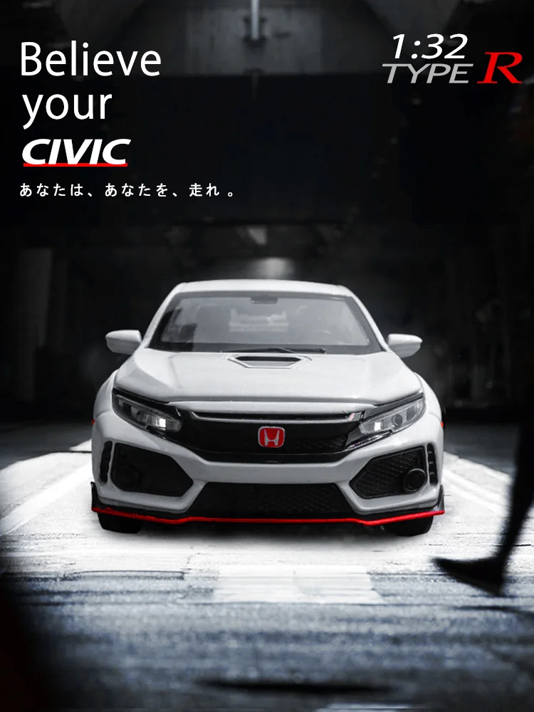 Литая под давлением модель автомобиля Honda Civic Тип R 1/32 металлический сплав моделирование откатные автомобили огни Игрушки транспортные средства для детей Подарки для детей