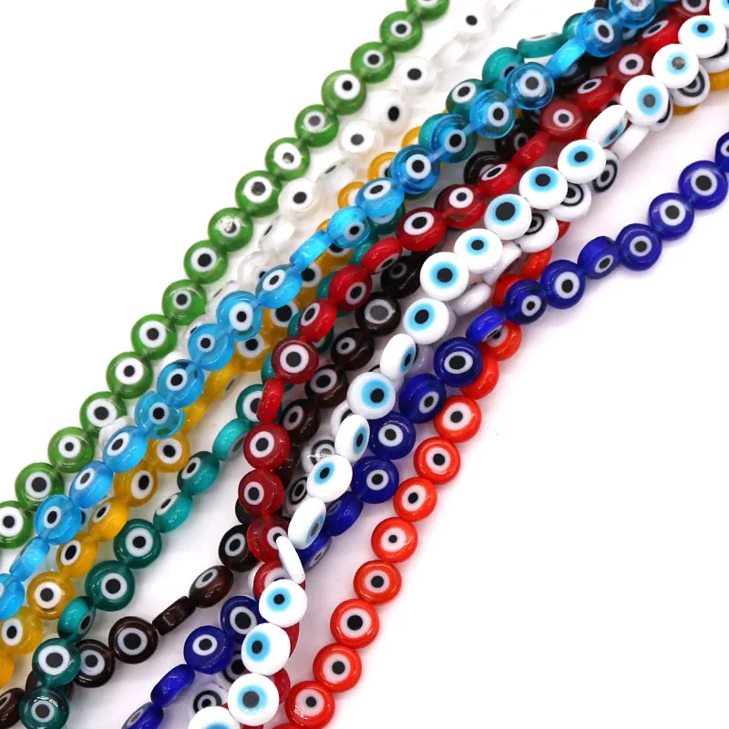 8 мм Разноцветные круглые плоские бусины от сглаза Стеклянные бусины для браслетов и ожерелий DIY Изготовление ювелирных изделий оптом