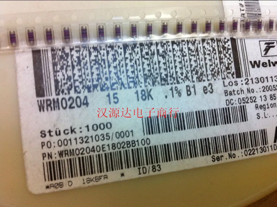 20pcs/lot SMD Cylindrical Color Ring Resistance Wafer 0204 18K 0.1% 1/1000 15PPM 1 4W 100% New and Original | Электроника