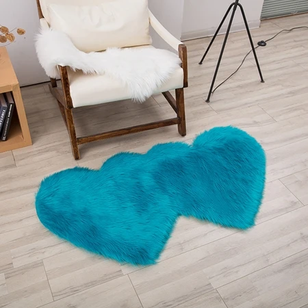 Carpet4 Двойное сердце, шерсть, искусственный мех, овчина, мохнатый ковер, для спальни, гостиной, Декор, розовый, синий, напольный коврик, мягкие мохнатые ковры - Цвет: Carpet4