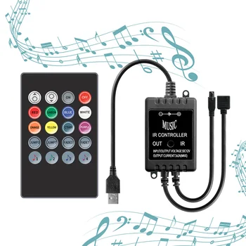 

5V RGB Controller LED Strip 20Key Music Controller Micro USB 5 V LED Controller 2835 5050 lighting Strip Wireless Remote Control