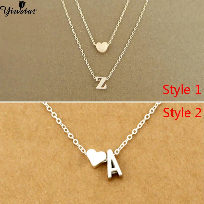 Yiustar Tiny Heart Initial Choker Dainty Letter Necklace for Women Girls Pendant Jewelry Mother Daughter Necklace