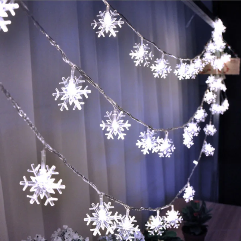 Китайский год светодиодный гирлянда снежинки светящиеся гирлянды Рождественские украшения Рождественская елка Рождество Декор для дома с утолщённой меховой опушкой - Цвет: snow white