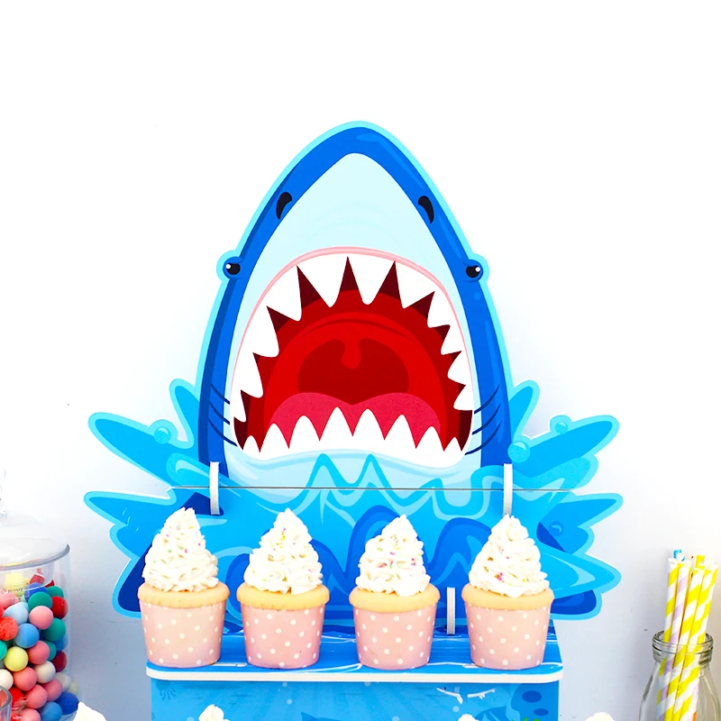 Cake Topper Cake Decorations Cake Toppers Shark Party Cake stand Cardboard Cupcake Holder Kids Birthday Party Wedding Decor Dessert Table Display Supplies Centerpieces