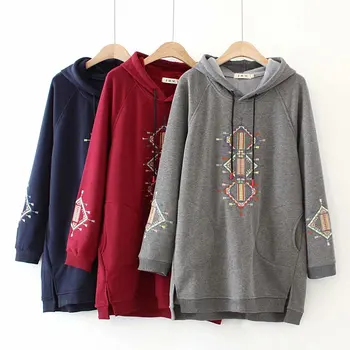 

Oversize Plus Size hooded Women Sweatshirt 2019 Autumn Winter Cotton floral sweatshirt