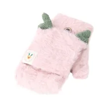 Для малышей, детей, зимняя теплая вязаная флисовая рукавица С Откидывающейся Крышкой и рисунком оленя, перчатки и бархатные теплые меховые рукавицы с рисунком оленя,#1P4