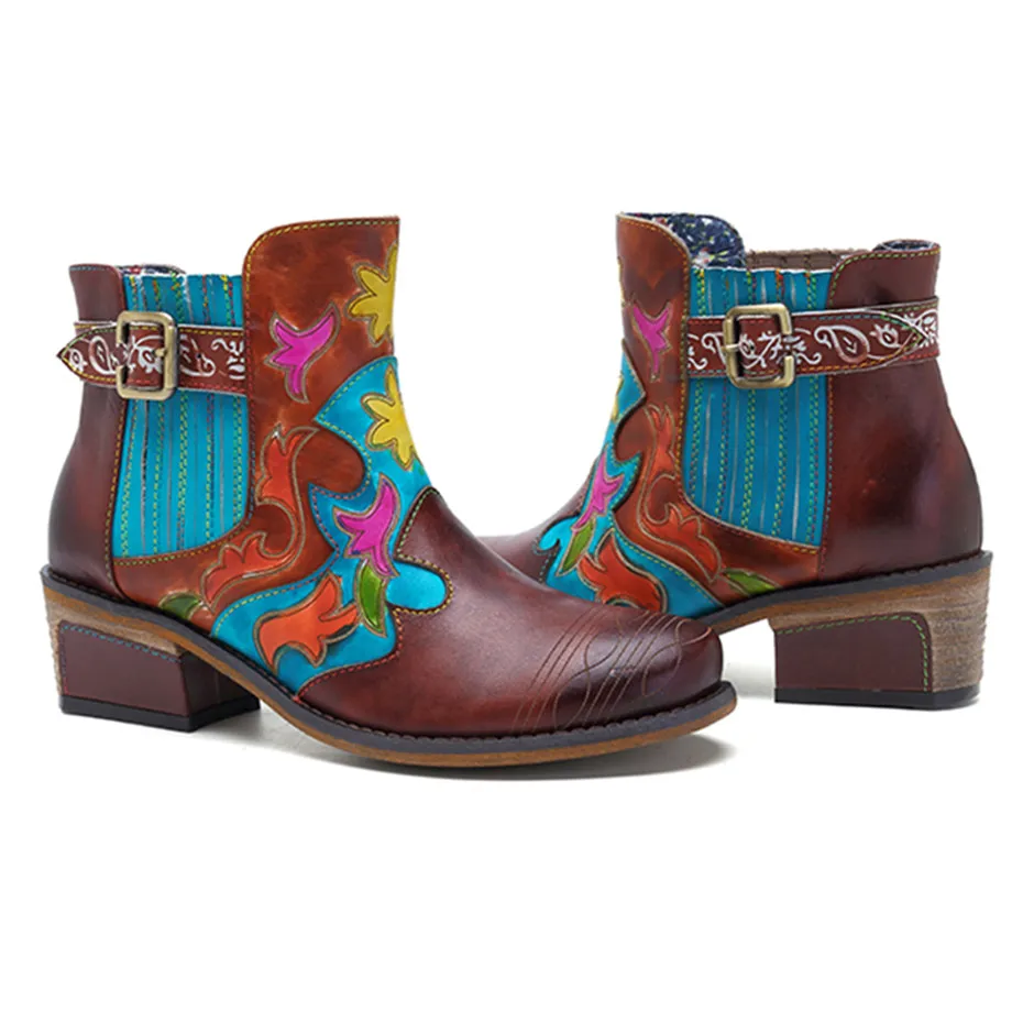 Fashion Women Chelsea Boots Genuine Leather Shoes Woman Bohemian Vintage Slip-on Ankle Boot For Women Casual Spring Winter Shoes (13)