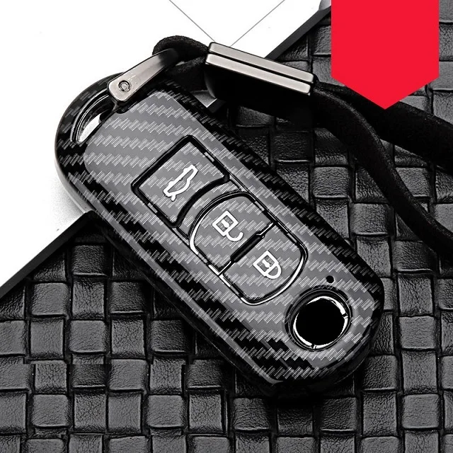 3Button silver Глянцевое углеродное волокно, АБС-пластик, автомобильный футляр для дистанционного ключа Крышка для Mazda 2 3 6 Atenza Axela CX-5 CX5 CX 5 CX-7 CX-9 - Название цвета: 3Button silver