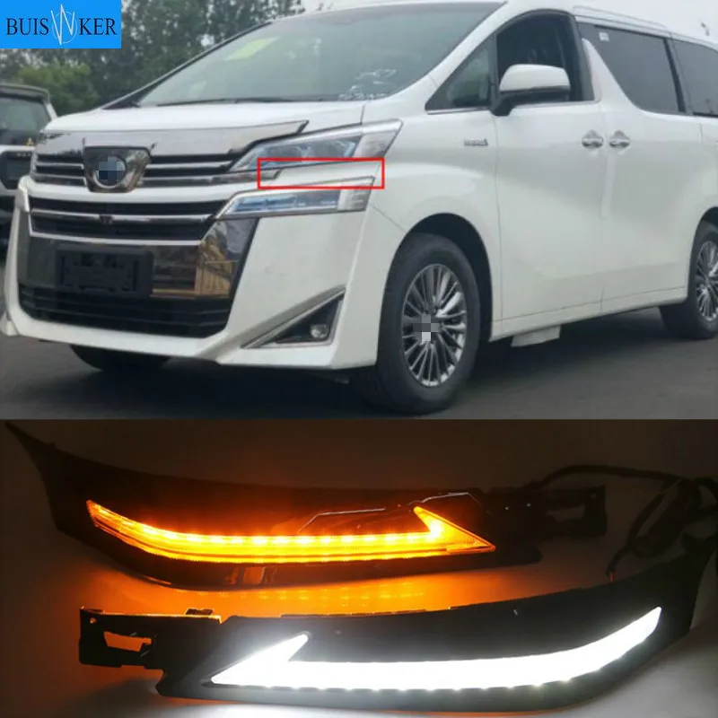 

Дневные ходовые огни, светодиодные дневные ходовые огни для Toyota Vellfire 30 2016 2017 2018 2019 с указателем поворота, 2 шт.