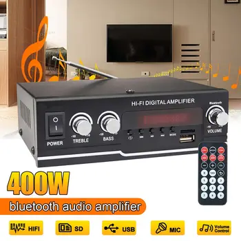 

220V 400W Audio Power Amplifier 2 CH Home Theater bluetooth Amplifiers HIFI Sound System Subwoofer Support FM USB SD Card