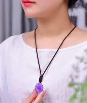 

Premium Amethyst Millennium Nine Tailed Fox Fairy Pendant Legendary Necklace Woman Sweater Chain High jewelry, infinite charm