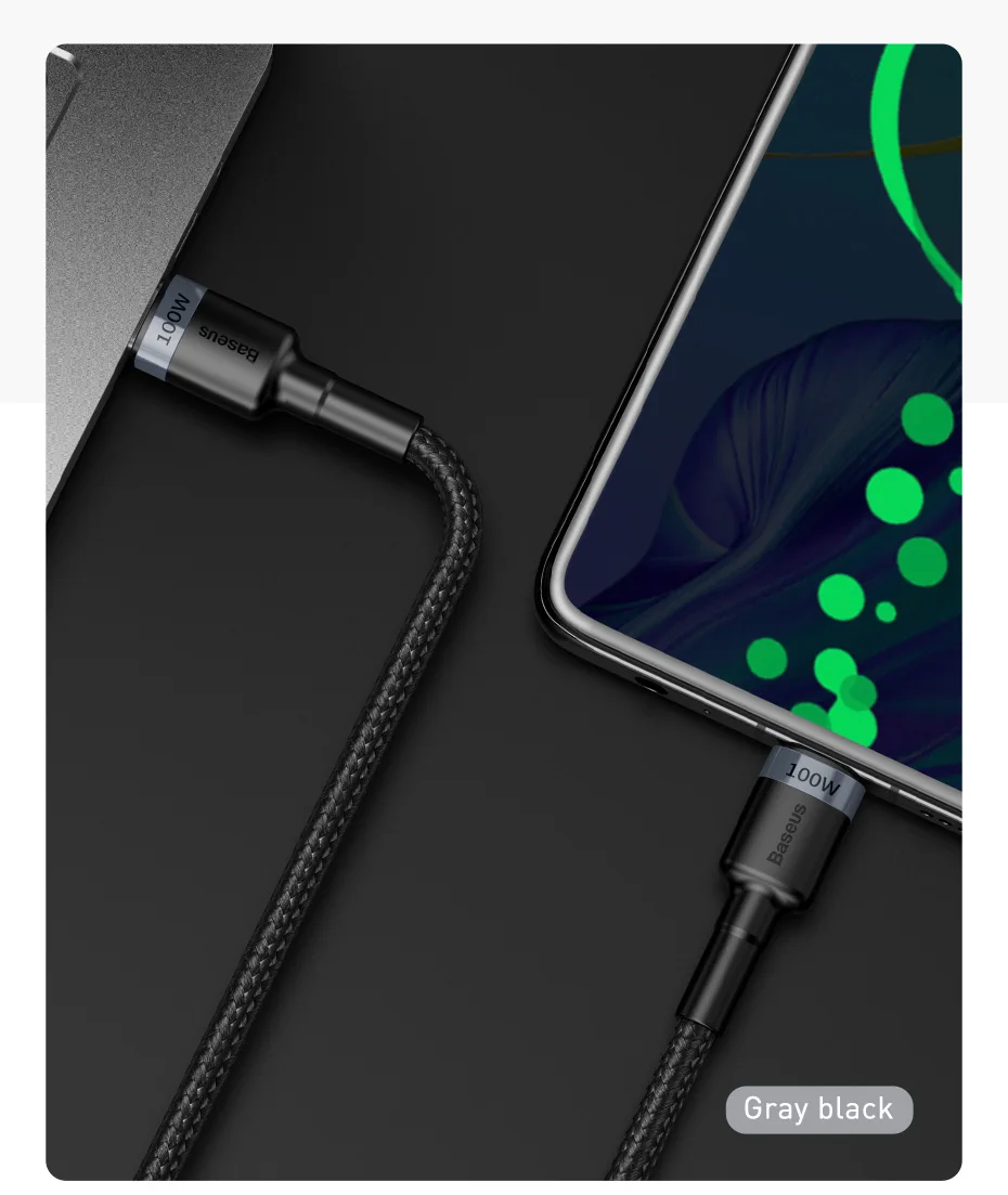 Baseus 100 Вт USB C к usb type-C кабель для huawei mate 30 QC 3,0 Быстрая зарядка кабель для передачи данных для Macbook samsung S10 Plus USB C кабель