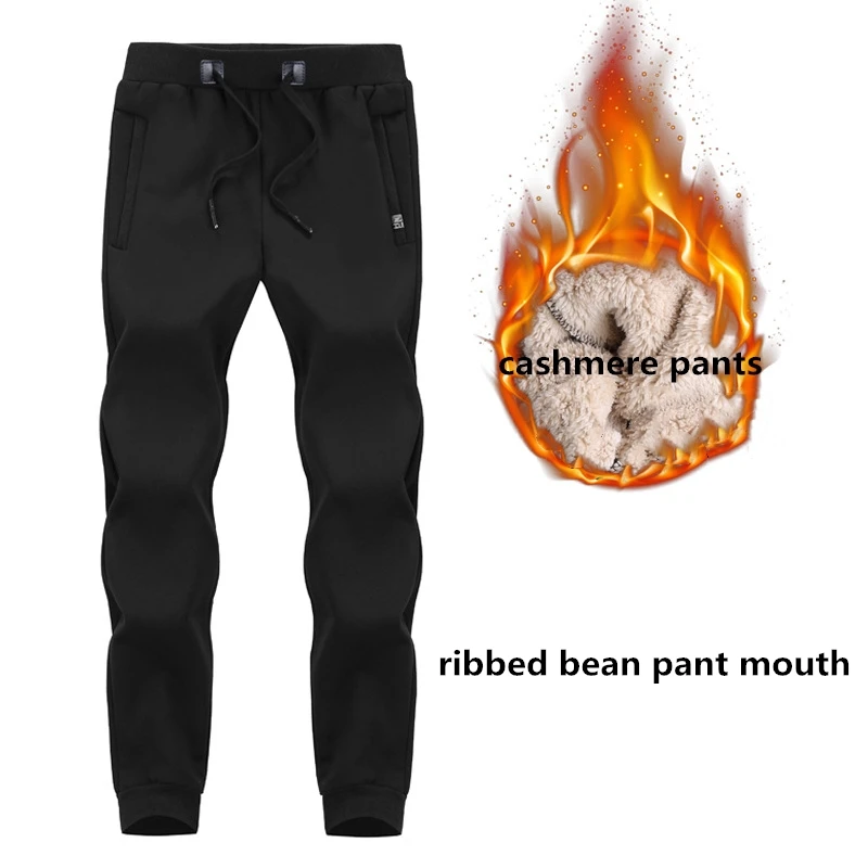 WYB black ribbed Большие размеры 6XL 7XL 8XL мужские толстые теплые спортивные штаны для бега зимние новые уличные облегающие спортивные штаны мужские Брендовые брюки, WYB - Цвет: WYB black ribbed