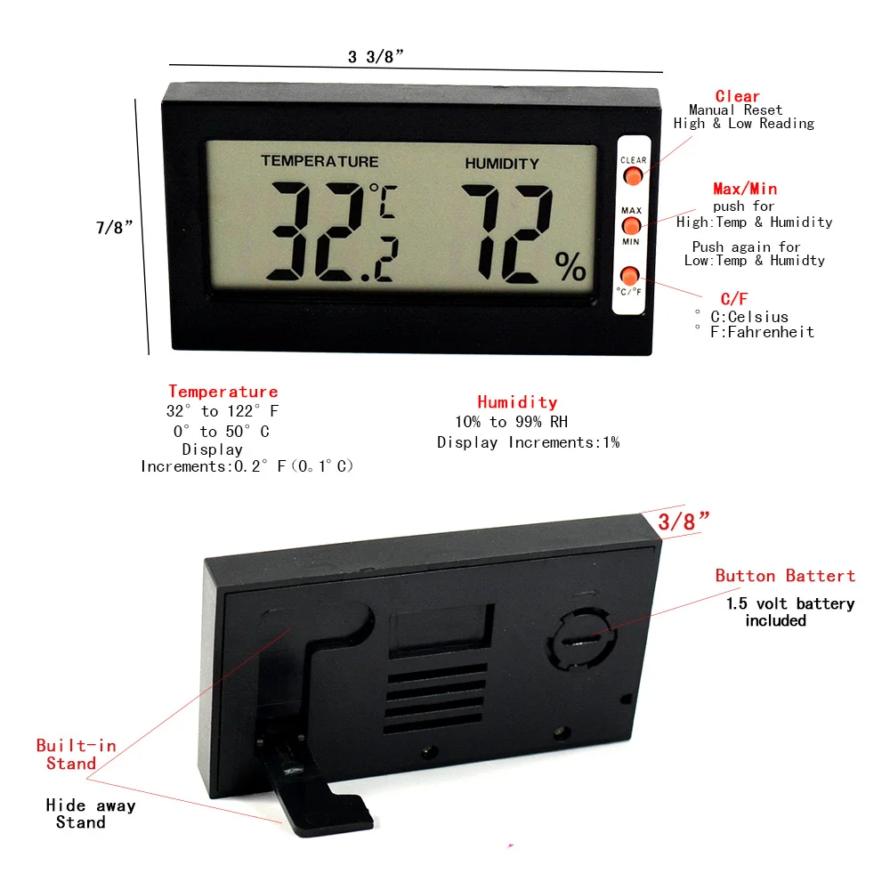 Термометр внутренний цифровой гигрометр термометр измеритель влажности комнатный термометр легко читаемый для домашнего офиса детской комнаты комфорт