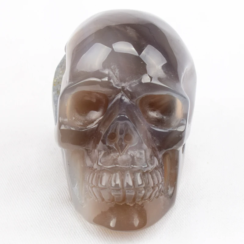 

3.6'' Natural Agate Geode Hand Carved Quartz Crystal Skull Statue Reiki Healing Stone Skull Sculpture Home Decor Art Collection