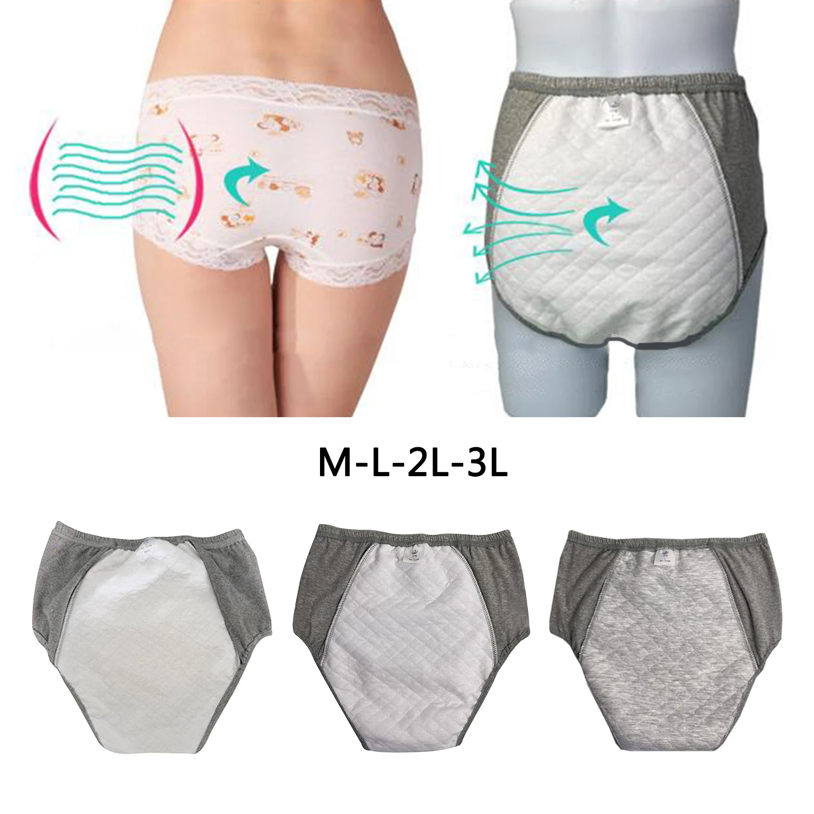 Ropa interior de incontinencia para hombre mujer, bragas lavables reutilizables absorción Regular personas mayores|Producto de higiene femenina| - AliExpress