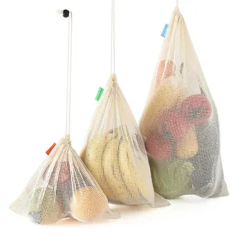 

Vegetable Fruit Bag,Storage Bag Reusable Produce Bags,Eco-Friendly,100% Organic Cotton Mesh Bags , Bio-degradable Kitchen