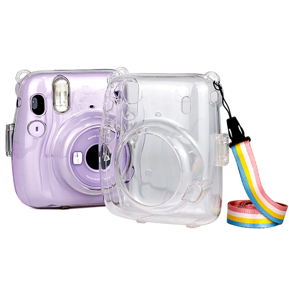

Crystal Transparent Protective Case Cover Pouch Shoulder Strap for Fuji Fujifilm Instax Camera Instant Mini11 Camera Accessories