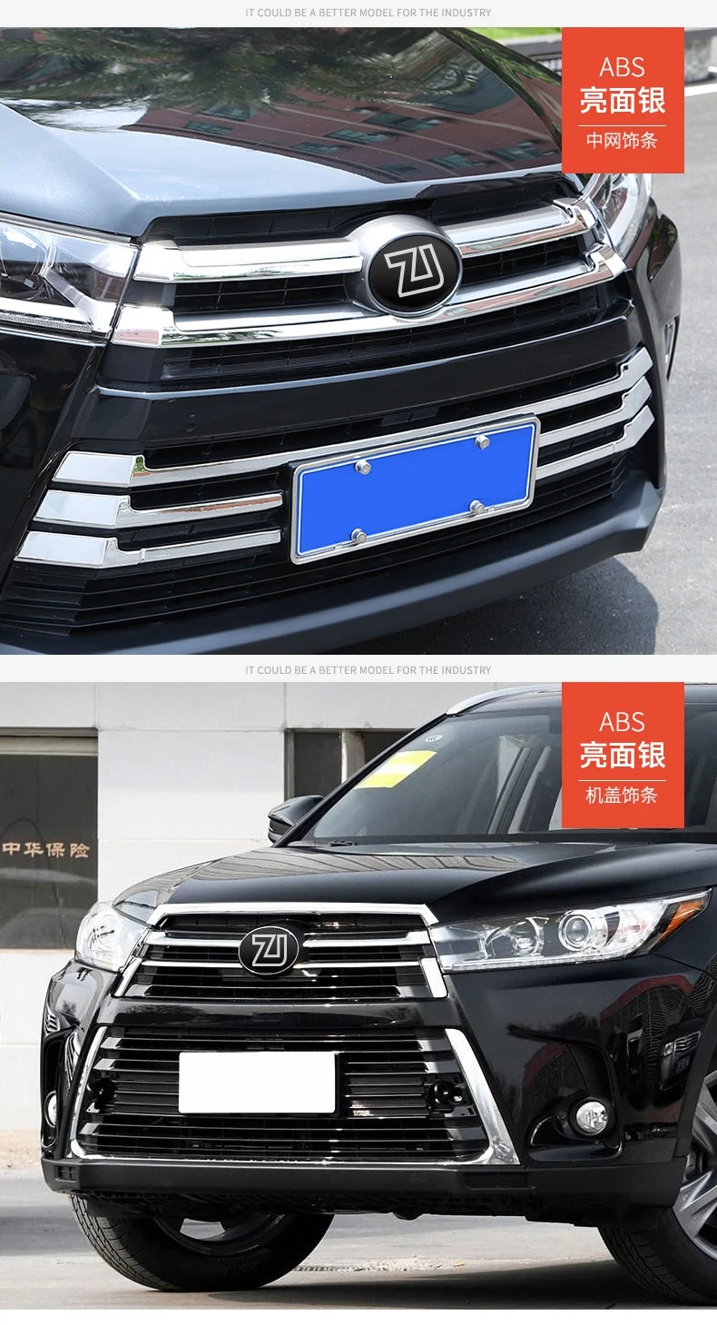 Автомобильный Стайлинг для Toyota Highlander- ABS Автомобильная решетка хромированная отделка