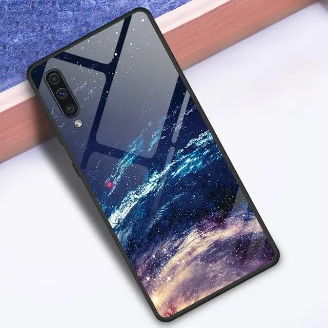 Роскошный узор закаленное Стекло чехол для samsung Galaxy A50 A70 A30 M20 A20 A10 чехол на 50 30 70 10 20 мягкий полиуретановый край телефона - Цвет: 15