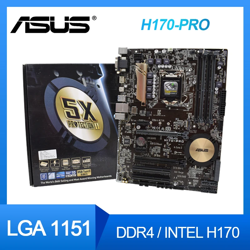 NEW ASUS H170-PRO Motherboard LGA1151 Intel H170 For Core i7i5i3 cpus Intel14nm PCI-E 3.0 USB 3.1 M.2 ATX | Компьютеры и офис