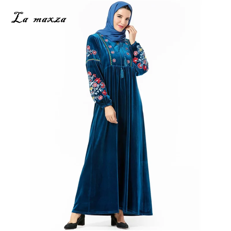 Hijab для мусульманских платьев длинное мусульманское платье вельветовые скромные