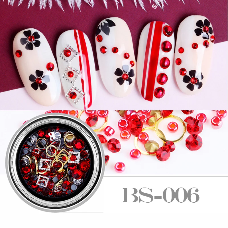 

RIKONKA 1Box 3D DIY Metal Rhinestone Nail Jewelry New Arrival Nail Rhinestones Nail Rivets Nail Decorations Hot Sale