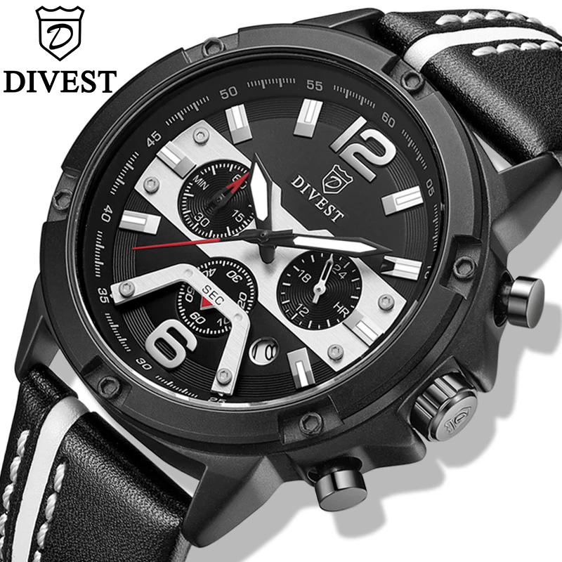 

DIVEST Mens Watches Top Brand Luxury Quartz Casual Military Calendar Waterproof Chronograph Fashion Watch Men Relogio Masculino