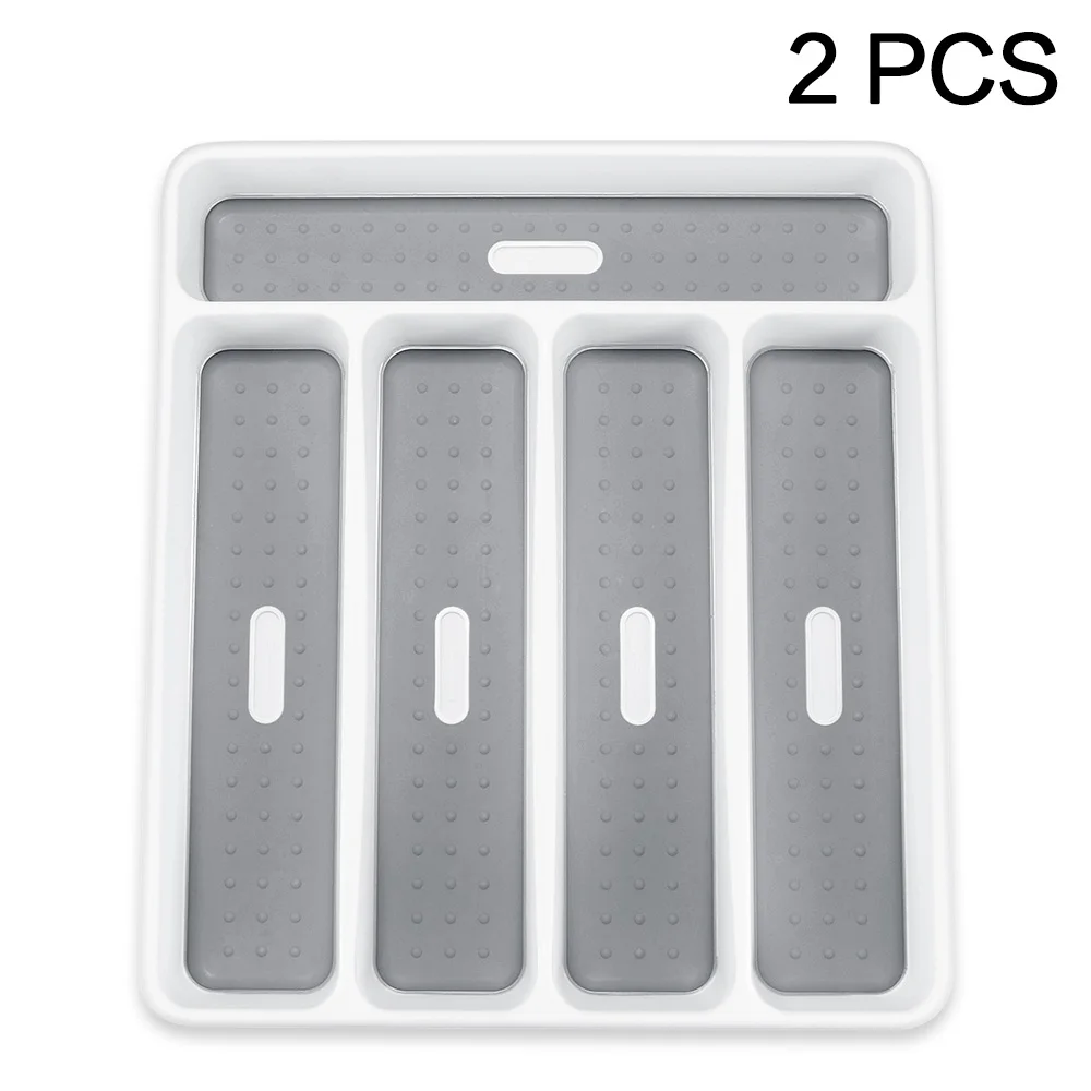 Multifunctional 2pcs Kitchen Cutlery Tray Insert Drawer Rack Holder Home Organizer Utensil Storage Knifes Forks 5 Compartments | Дом и сад