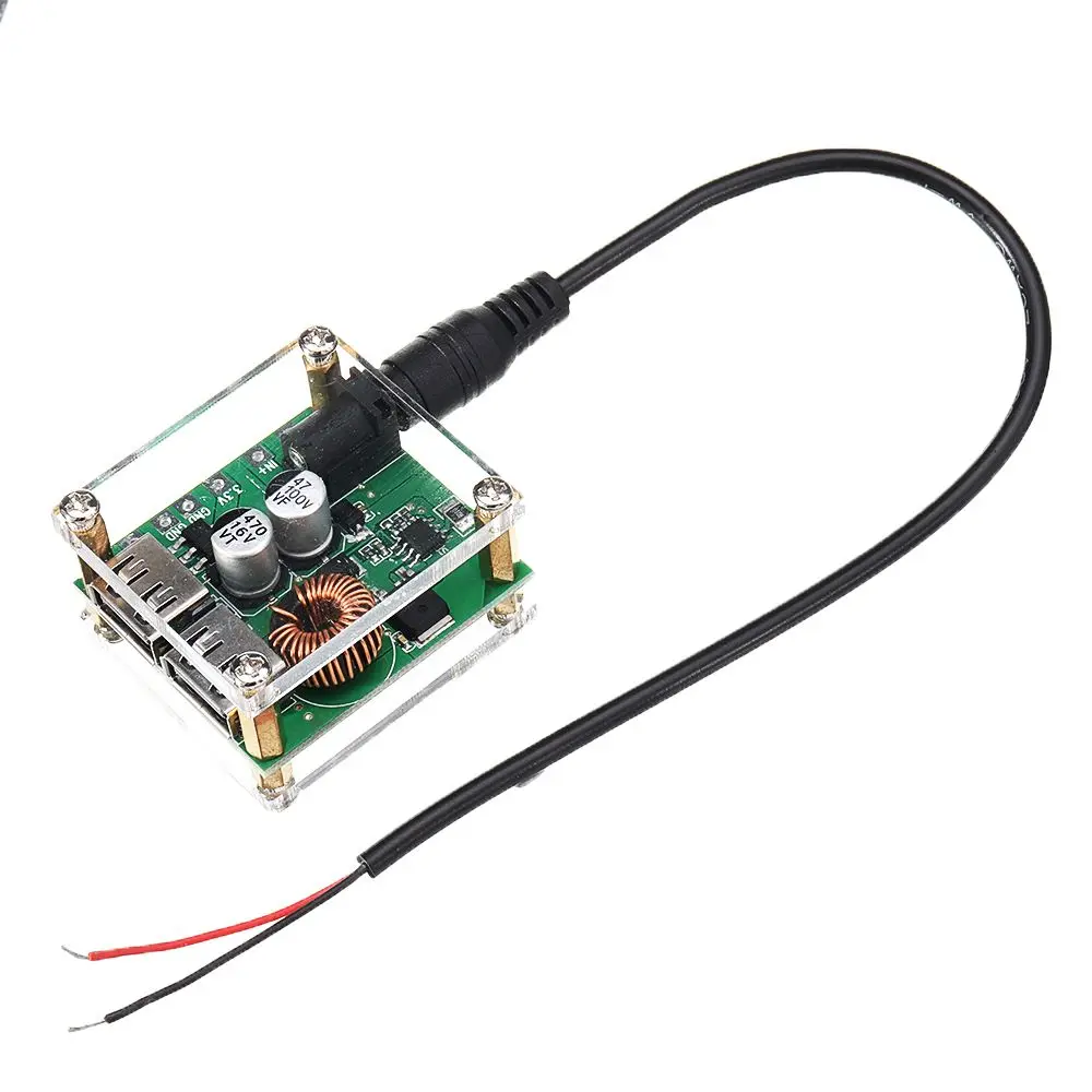 LEORY двойной USB выход dc-dc зарядка автомобиля понижающий стабилизатор напряжения модуль питания с чехлом