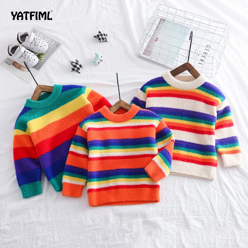 

YATFIML Baby Boys Girls Hoodies Clothes Children Winter Thick Sweatshirts Toddler Casual Sweater Kids Plus velvet Tops Costume
